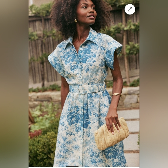 Tuckernuck Dresses & Skirts - $298 Tuckernuck Misty Blue Toile Chloe Linen Blend Midi Dress Size xl